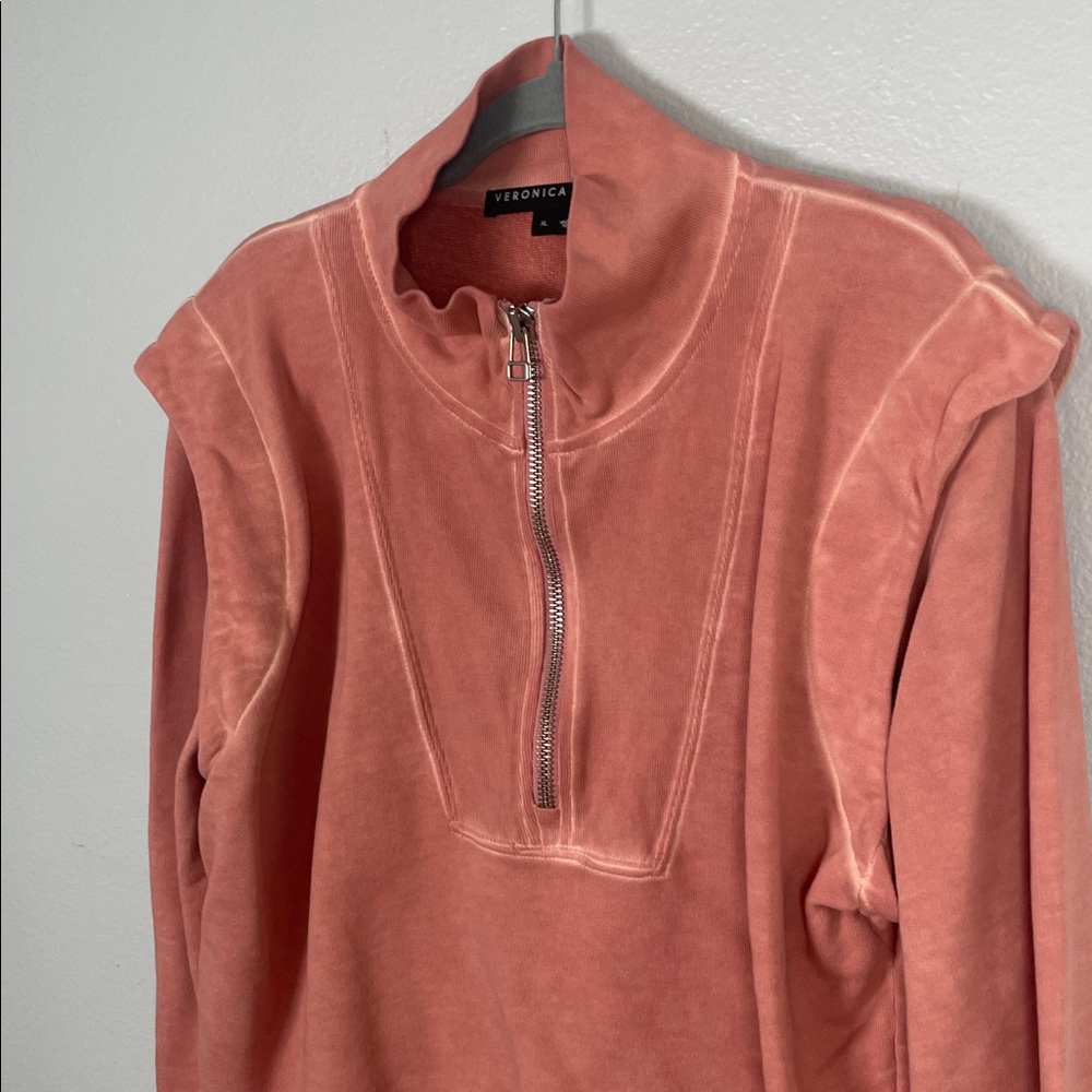 Veronica Beard Dusty Rose Half-Zip Sweatshirt - Picture 4 of 7